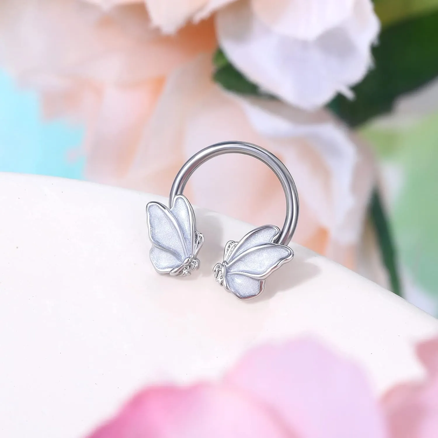 Jewseen Butterfly Septum Rings 16g Septum Jewelry Gold Septum Ring Daith Piercing Jewelry Surgical Steel Helix Earrings for Women Cartilage Hoop Piercing Jewelry
