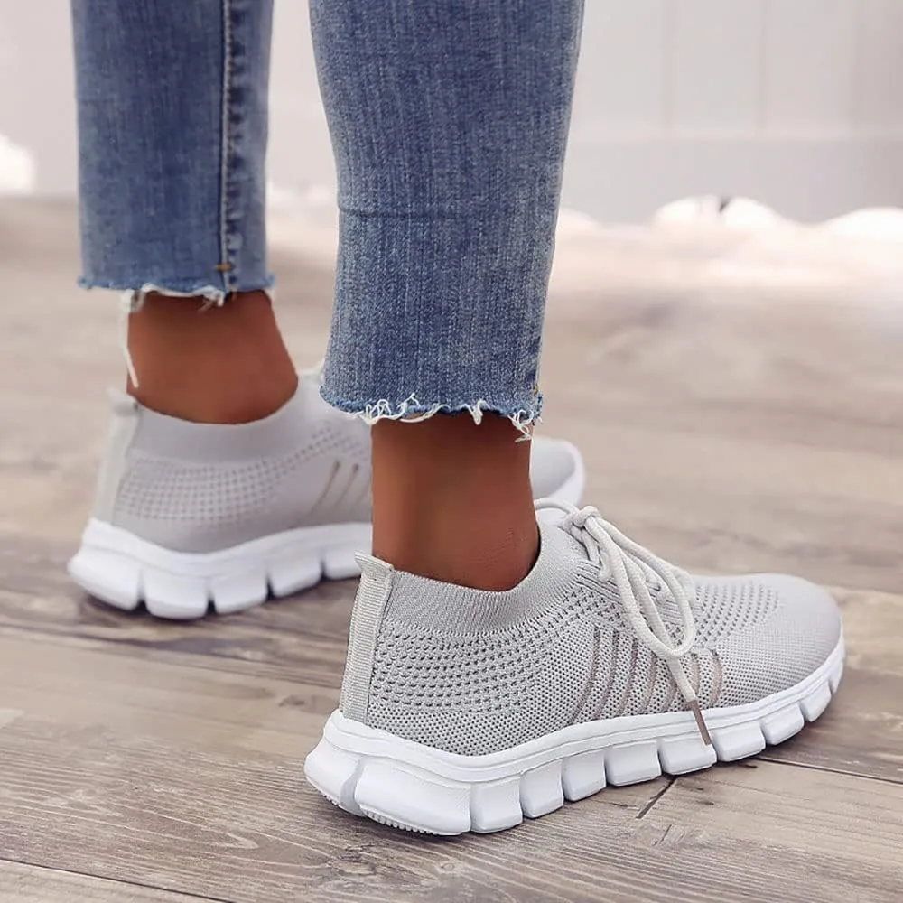 JITUUE Sneakers for Women Slip On Mesh Breathable Lace Up Casual Running Shoes