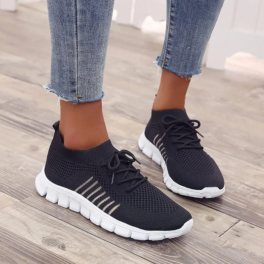 JITUUE Sneakers for Women Slip On Mesh Breathable Lace Up Casual Running Shoes