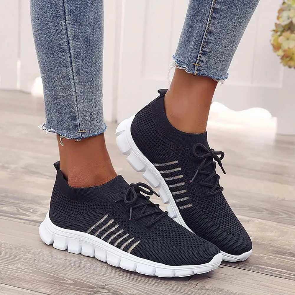 JITUUE Sneakers for Women Slip On Mesh Breathable Lace Up Casual Running Shoes