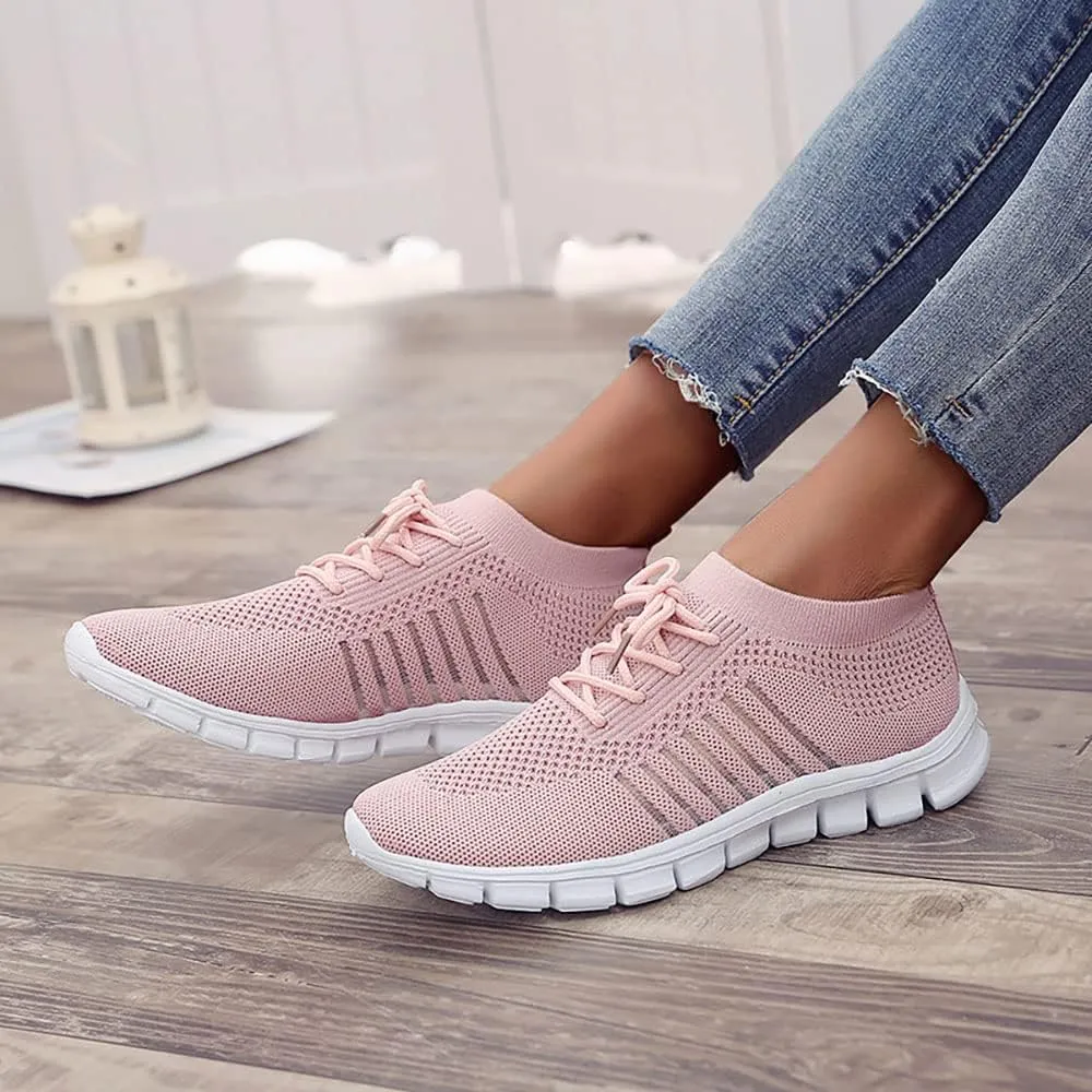 JITUUE Sneakers for Women Slip On Mesh Breathable Lace Up Casual Running Shoes
