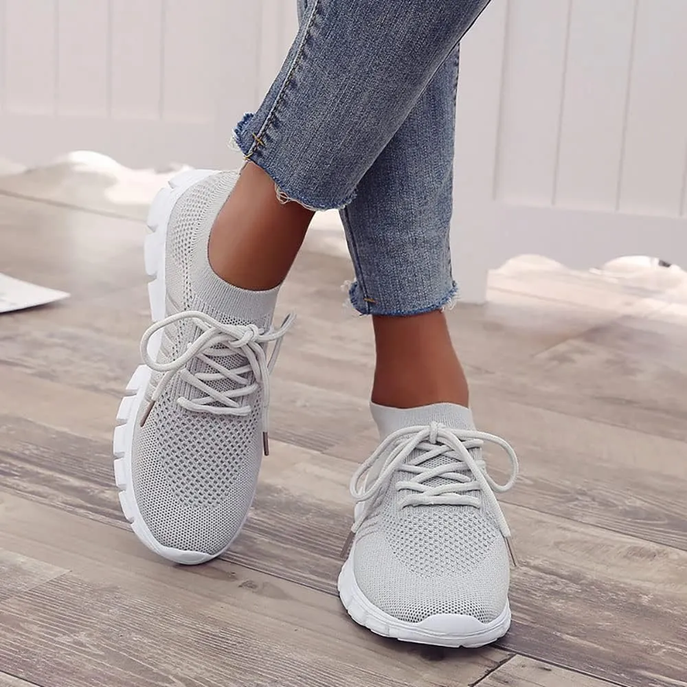 JITUUE Sneakers for Women Slip On Mesh Breathable Lace Up Casual Running Shoes