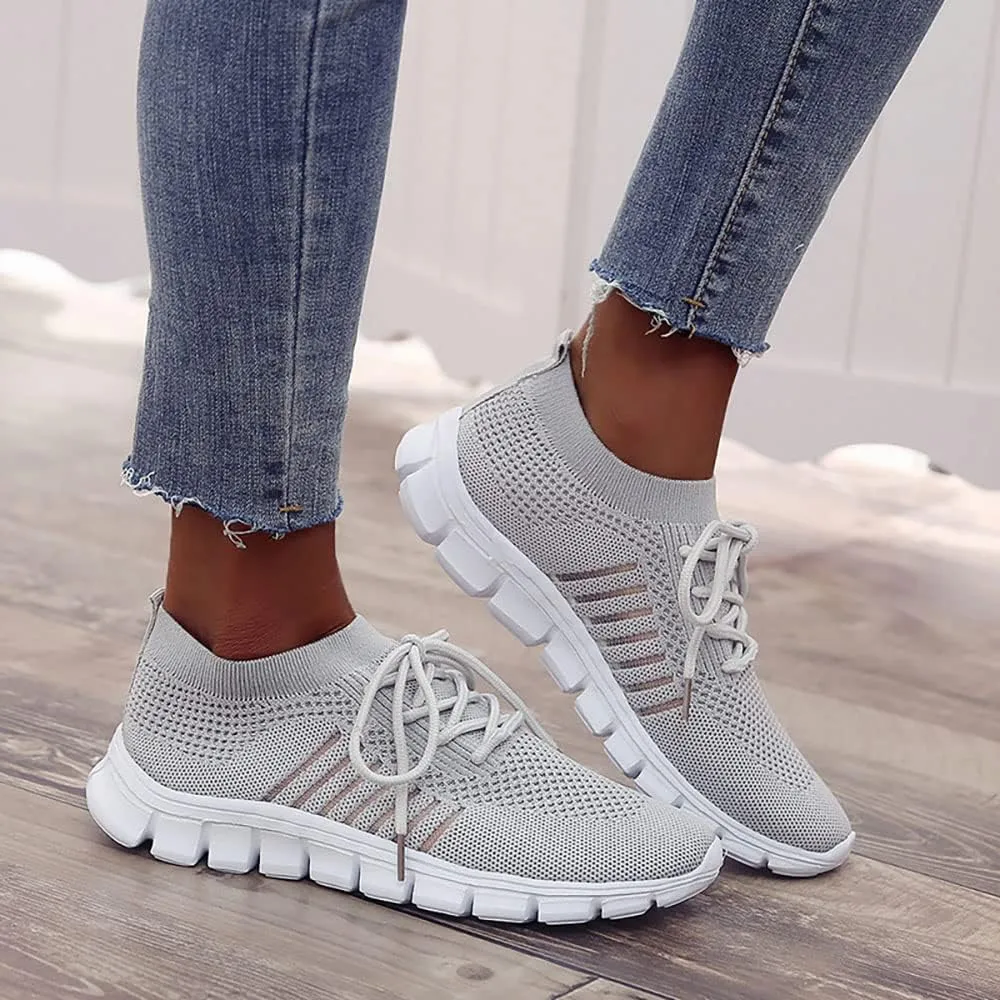 JITUUE Sneakers for Women Slip On Mesh Breathable Lace Up Casual Running Shoes