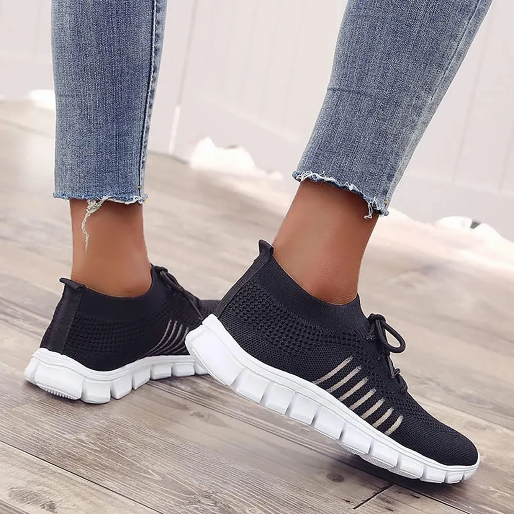JITUUE Sneakers for Women Slip On Mesh Breathable Lace Up Casual Running Shoes