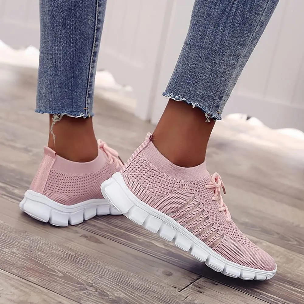 JITUUE Sneakers for Women Slip On Mesh Breathable Lace Up Casual Running Shoes