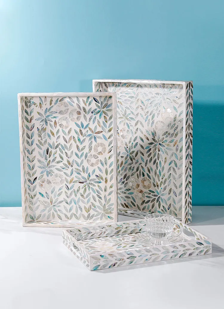 Jose Mother of Pearl White Rectangle Tray