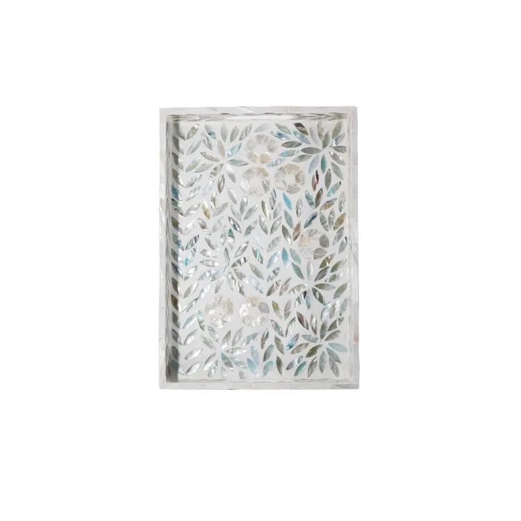 Jose Mother of Pearl White Rectangle Tray