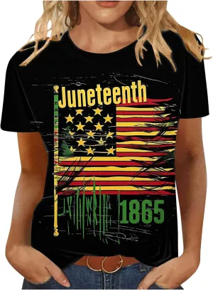 Juneteenth Shirts Women 1865 June 19 Freedom Day T-Shirt African American Pride Tee Tops Short Sleeve Crewneck Blouse