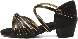 JUODVMP Girls Latin Dance Shoes Satin Ballroom Tango Salsa Practice Party Ballroom Dance Shoes,Model US-SS-ZS