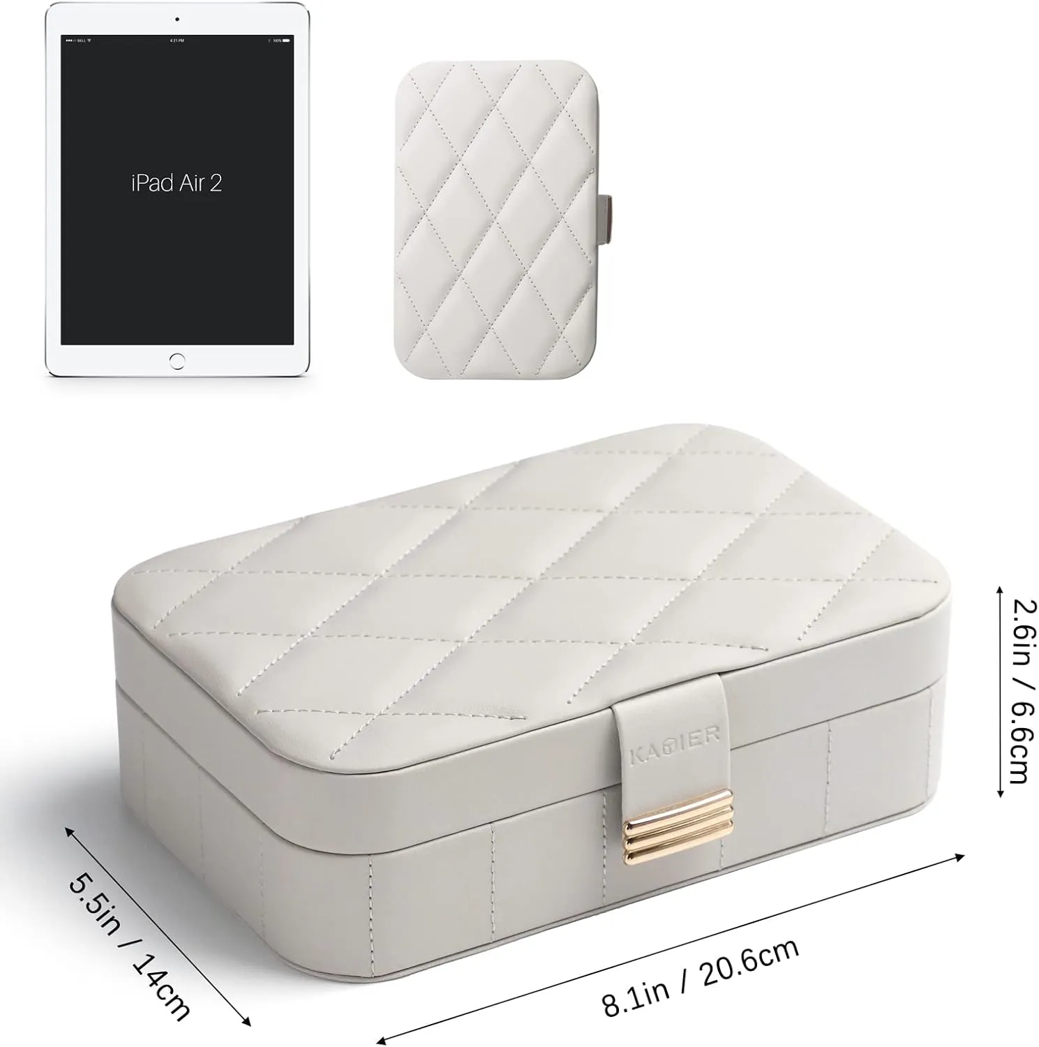 KAMIER Pu Leather Jewelry Box | Travel Diamond Quilted Jewelry Case Storage for Ring Earrings Necklace | Luxury Portable Jewelry Organizer for Women Girls(Grey)