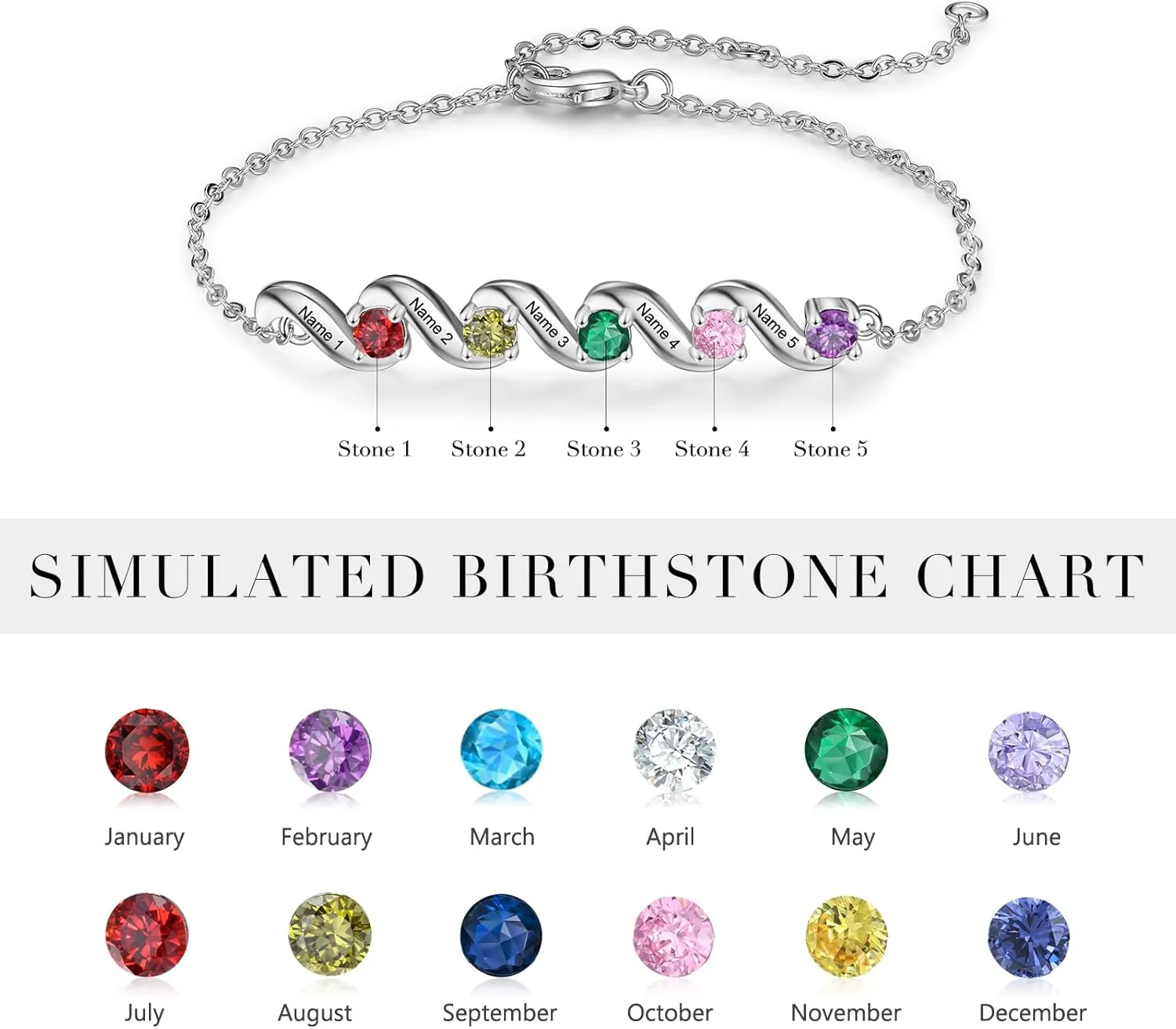 kaululu Custom Mothers Gifts Infinity Bracelets for Women Personalized Bracelets for Mother with Birthstones Charm Bracelets for Mom Mother Daughter BFF Name Bracelets