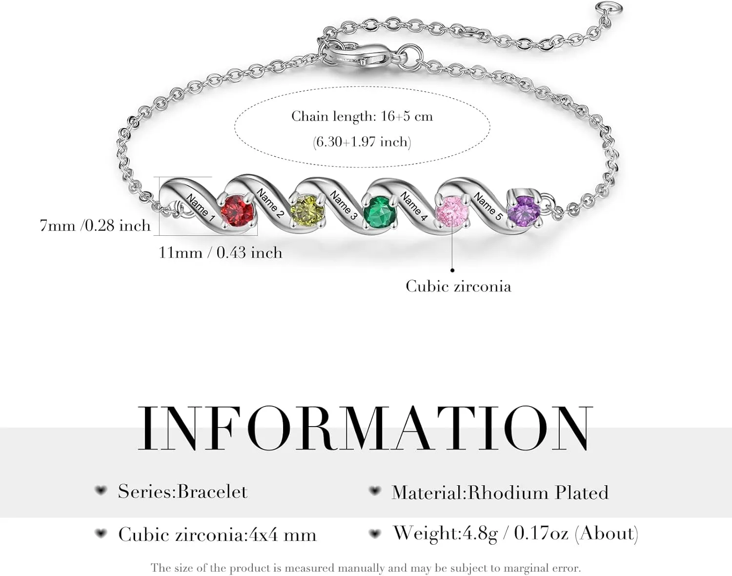kaululu Custom Mothers Gifts Infinity Bracelets for Women Personalized Bracelets for Mother with Birthstones Charm Bracelets for Mom Mother Daughter BFF Name Bracelets