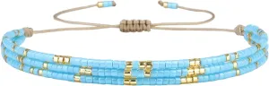 KELITCH Miyuki Multi Strand Bracelets Colorful Mix Gold Bead Bracelets Handmade Beach Bracelets for Women (Blue 40H)