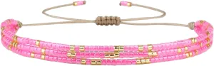KELITCH Miyuki Multi Strand Bracelets Colorful Mix Gold Bead Bracelets Handmade Beach Bracelets for Women (Pink 40E)