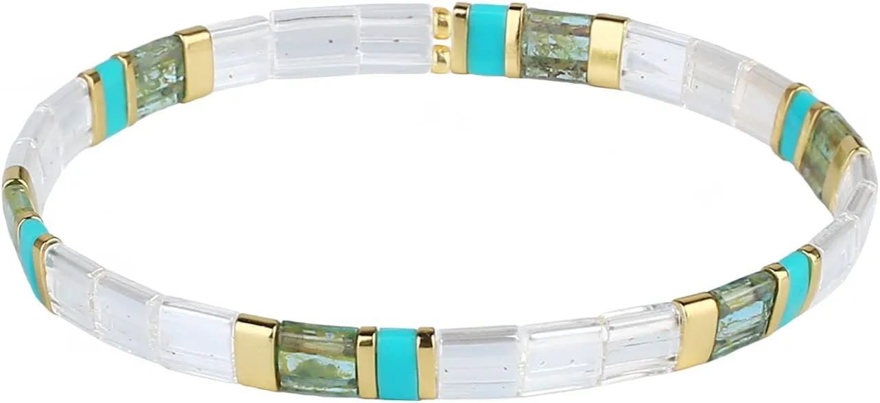 KELITCH Women Stretch Bracelets Delicate Multi-color Tila Miyuki Beads Bracelets Women Handmade Personalized Bracelets (3H)