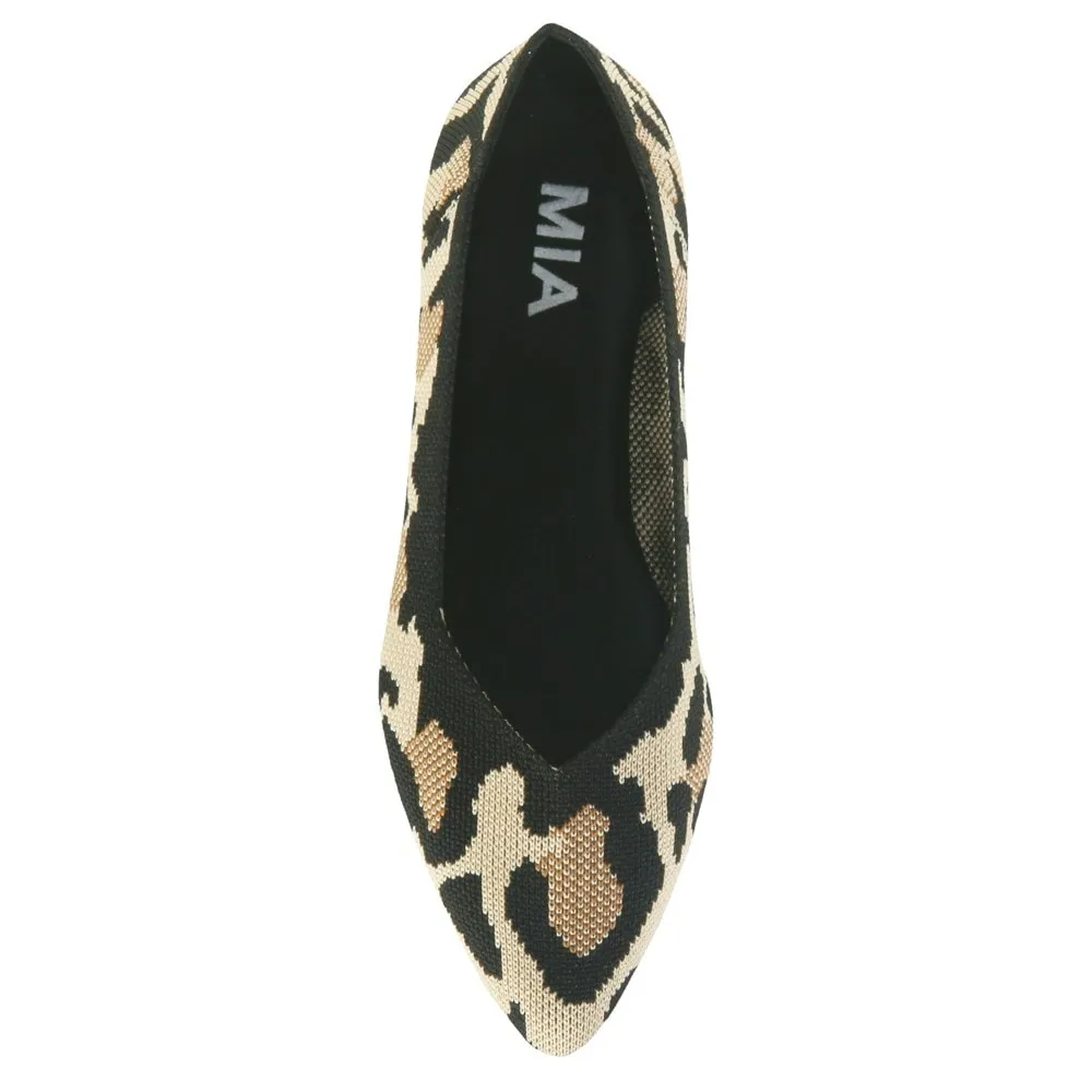 Kerri Mia women's knitted ballet flats, leopard color