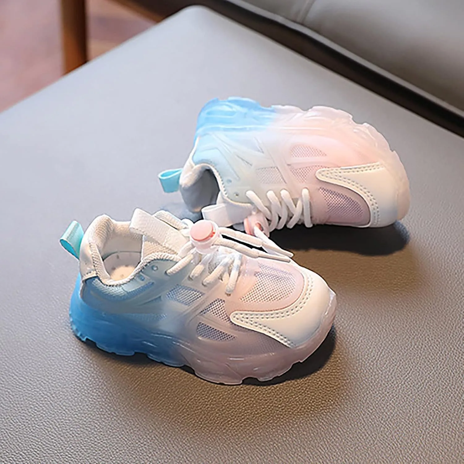 Kids Athletic Shoes Children's Sneakers Color Gradient LED Light Shoes Dad Shoes Lace Up Soft Soles Kids Girls Shoes