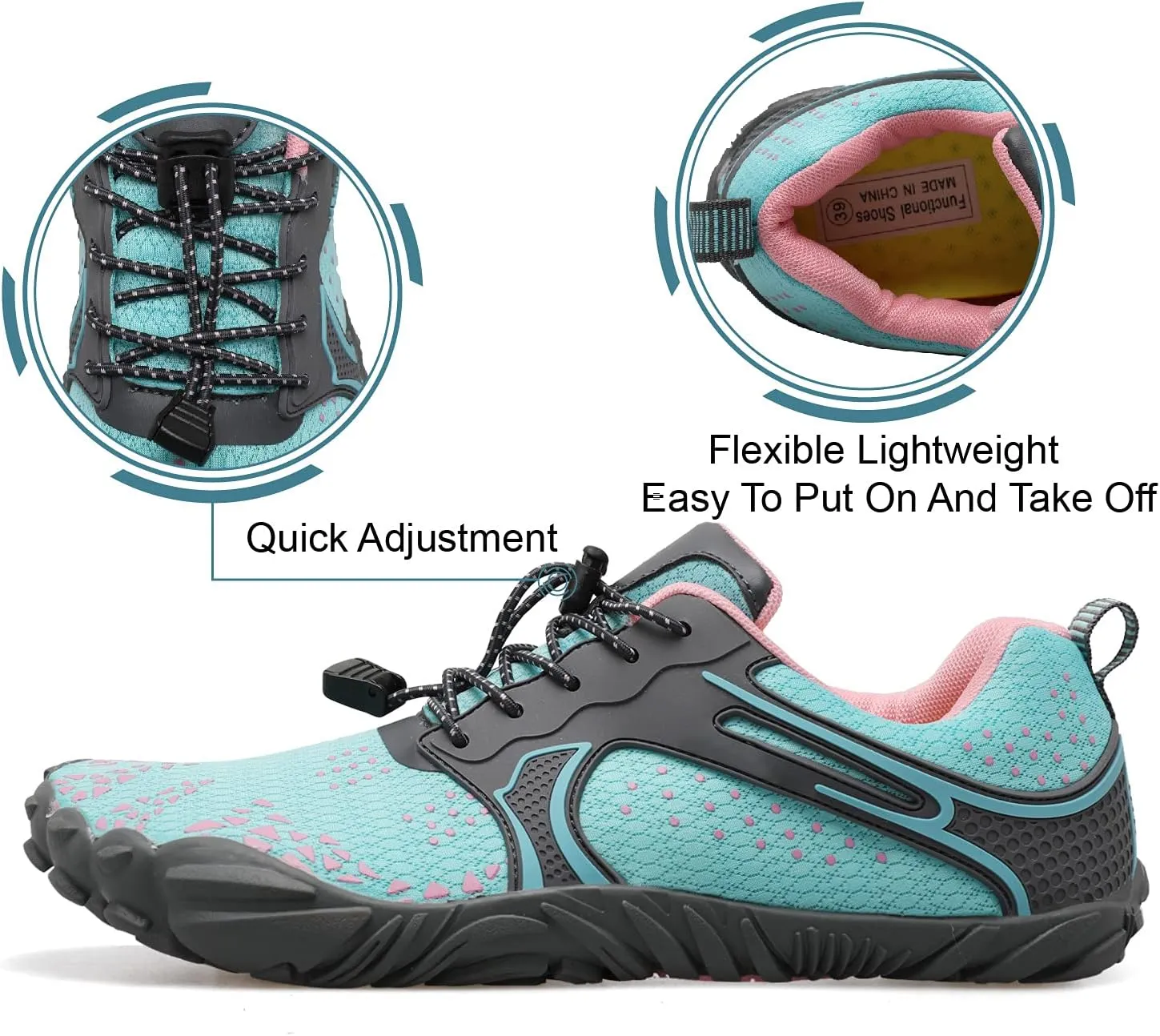 L-RUN Barefoot Water Shoes Women Mens Aqua Sock Athletic Hiking Water Sports Shoes for Swim Beach Pool Sand Diving Walking