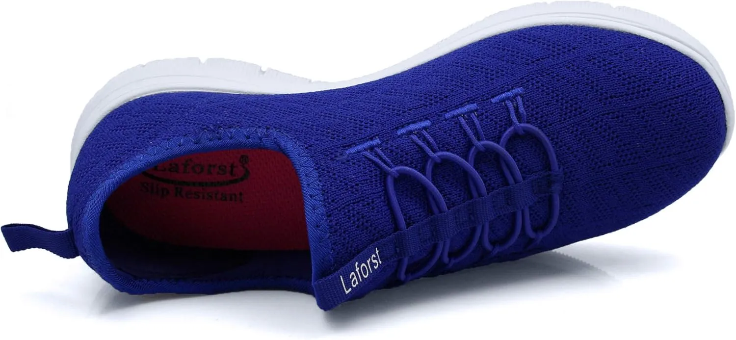 Laforst Jewel 3155 Womens Synthetic Mesh Upper Lace Up Slip Resistant Server Waitress Slip On Sneaker Free Socks