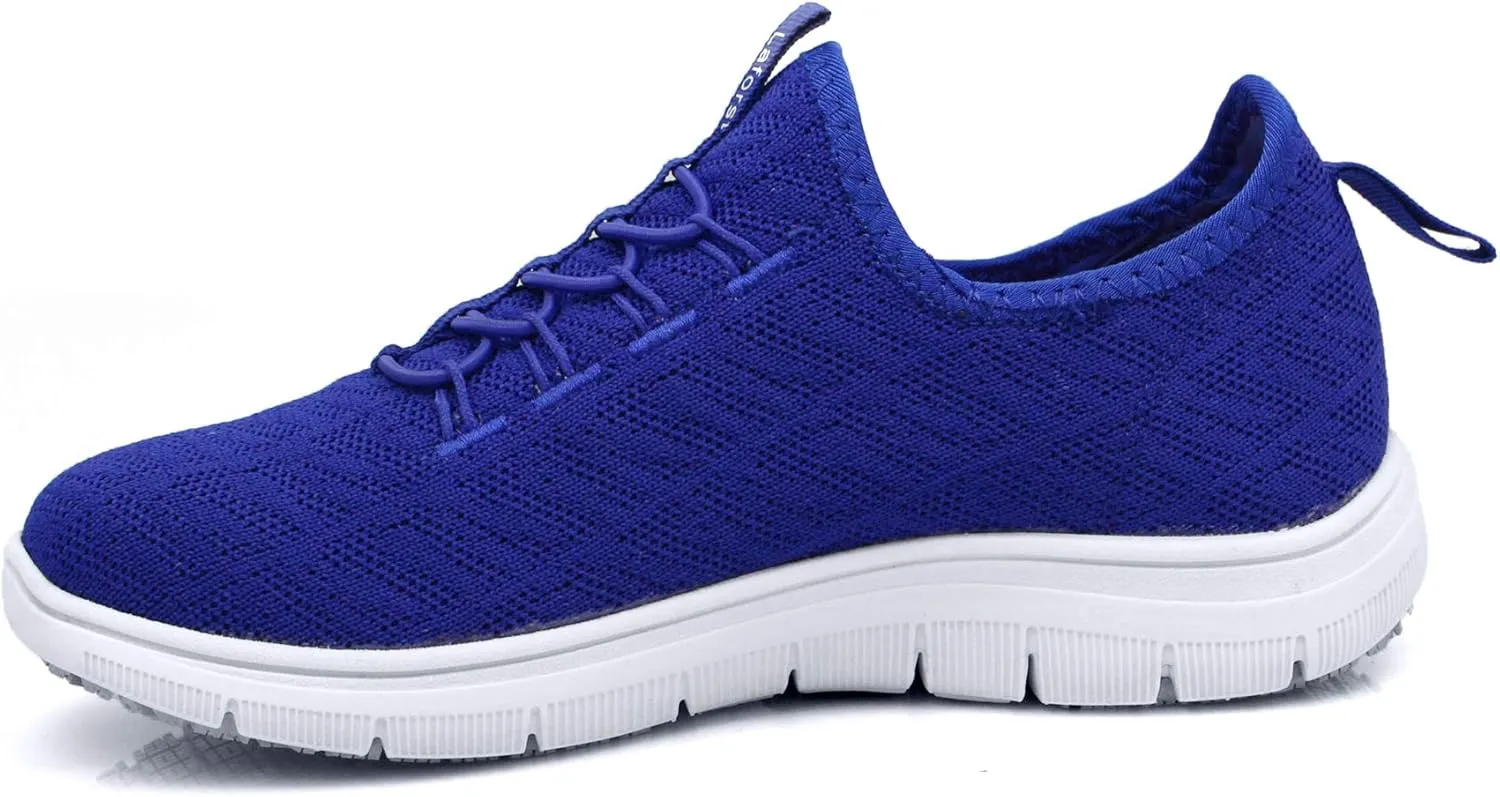Laforst Jewel 3155 Womens Synthetic Mesh Upper Lace Up Slip Resistant Server Waitress Slip On Sneaker Free Socks