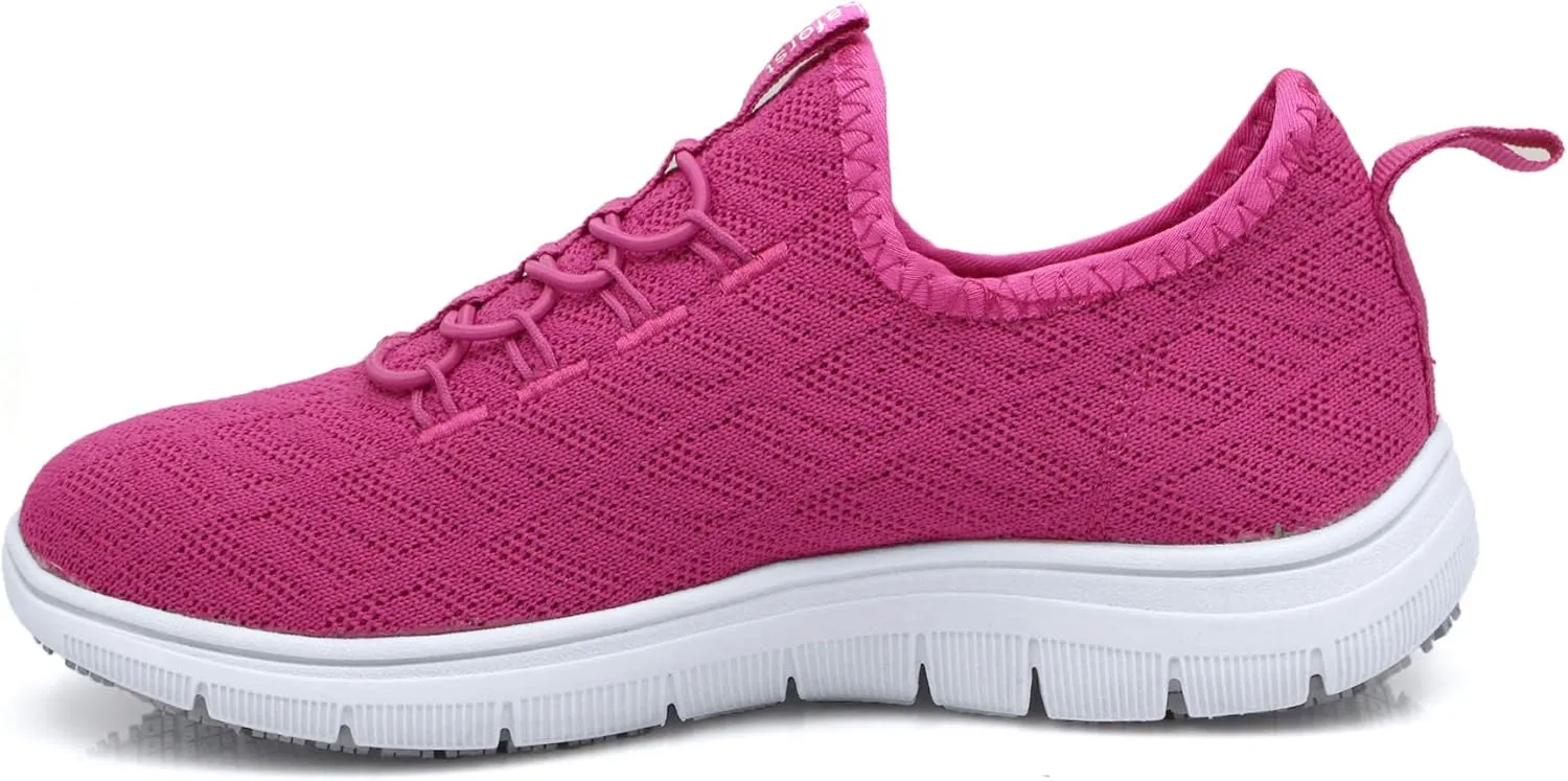 Laforst Jewel 3155 Womens Synthetic Mesh Upper Lace Up Slip Resistant Server Waitress Slip On Sneaker Free Socks
