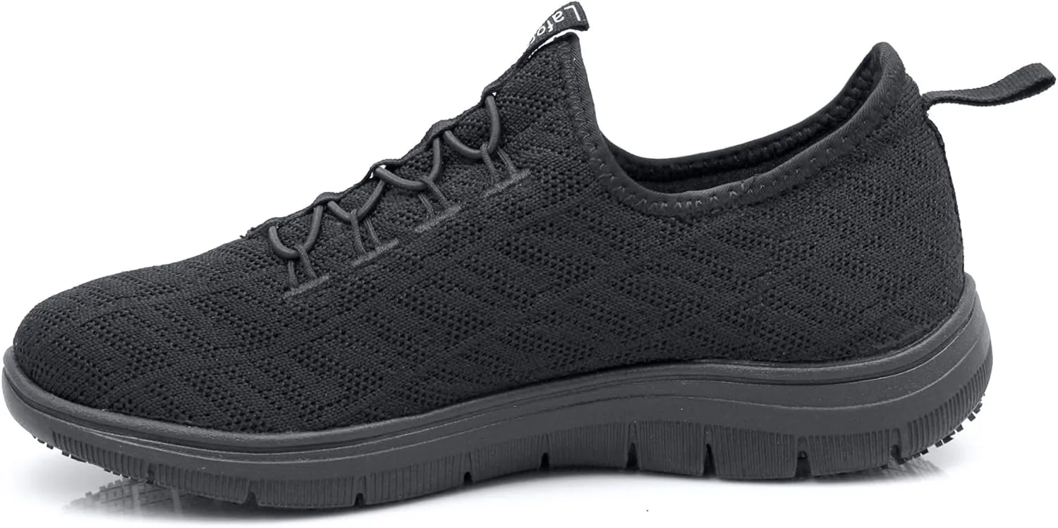 Laforst Jewel 3155 Womens Synthetic Mesh Upper Lace Up Slip Resistant Server Waitress Slip On Sneaker Free Socks