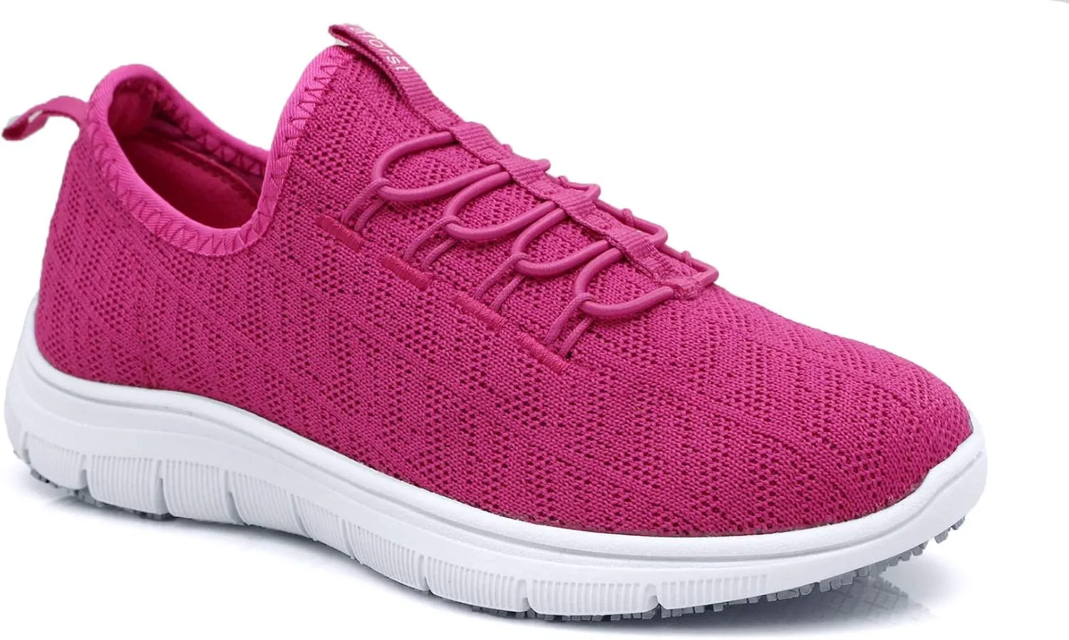 Laforst Jewel 3155 Womens Synthetic Mesh Upper Lace Up Slip Resistant Server Waitress Slip On Sneaker Free Socks