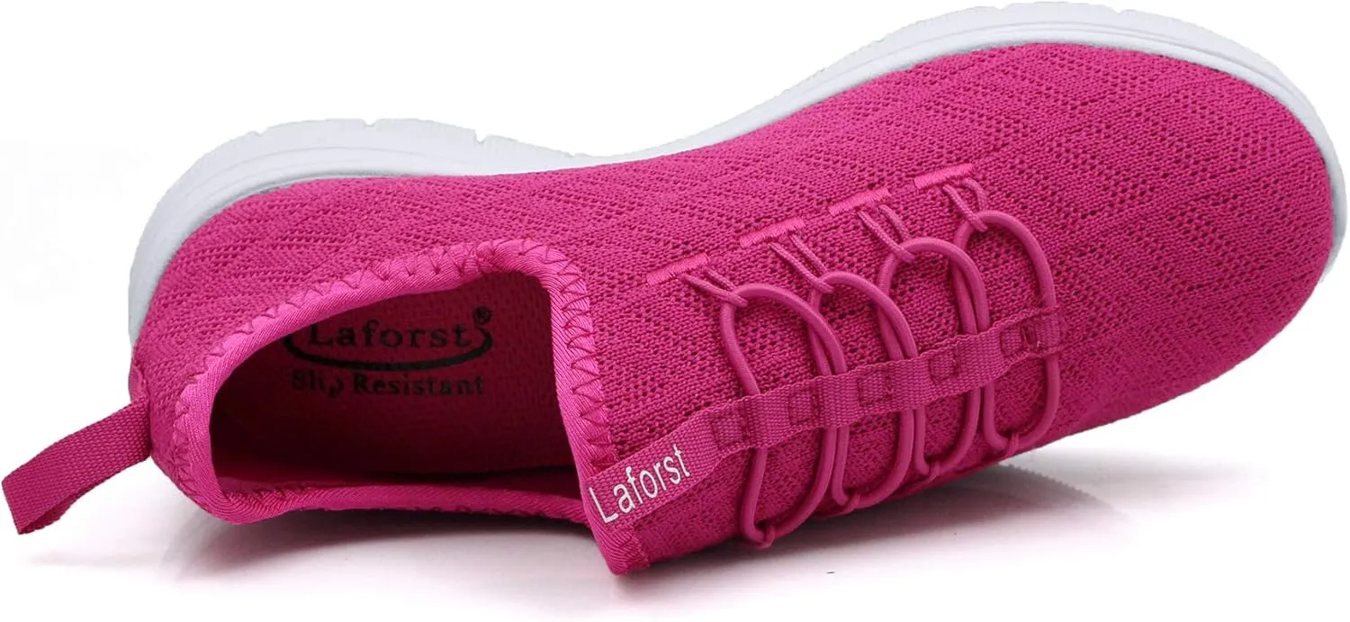 Laforst Jewel 3155 Womens Synthetic Mesh Upper Lace Up Slip Resistant Server Waitress Slip On Sneaker Free Socks