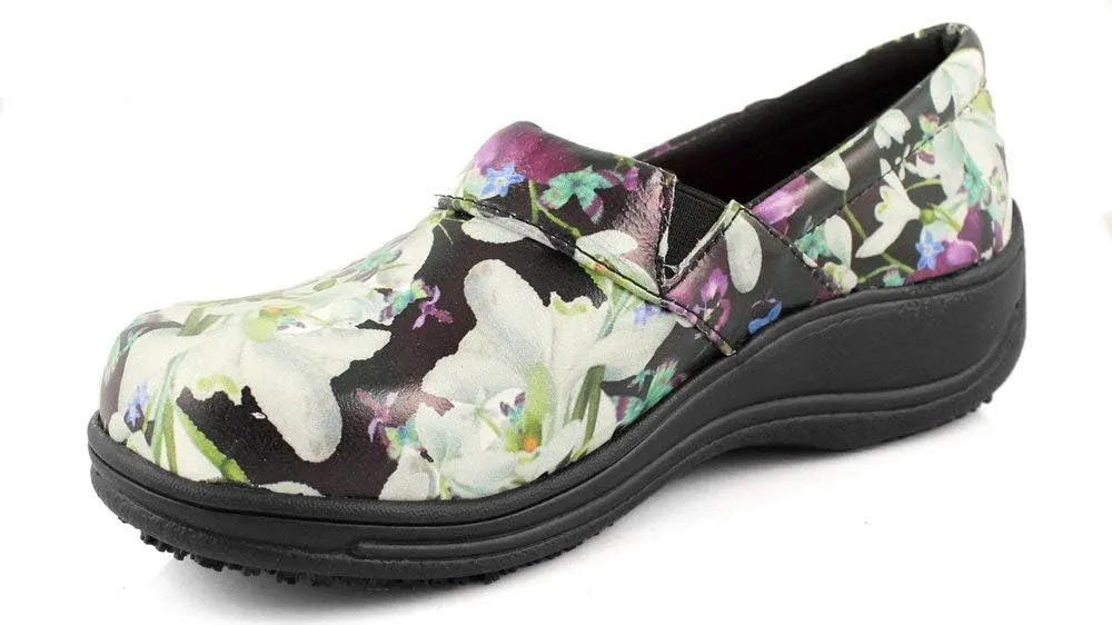 Laforst Womens Rachel Leather Nonslip Nurse Waitress Clog Free Socks