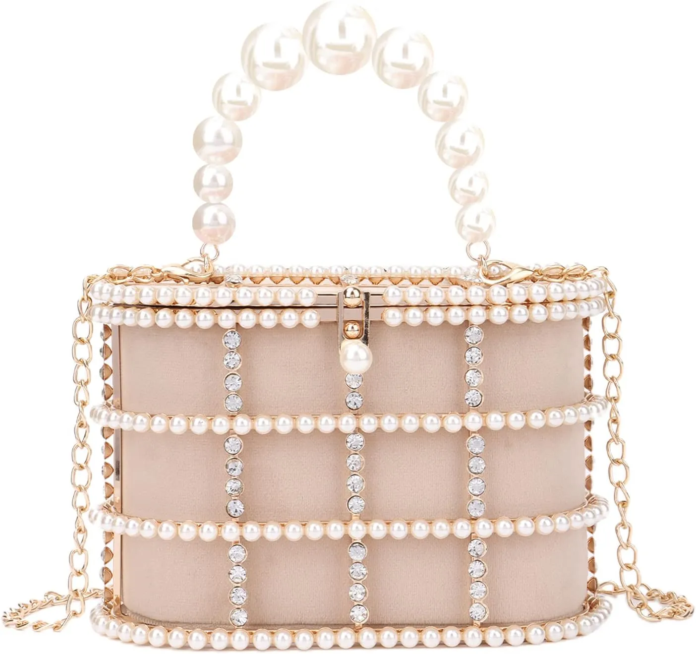 Lanpet Women Evening Handbag Clutch Purses Metal Crystal Bucket Bag for Wedding Prom Birthday Party