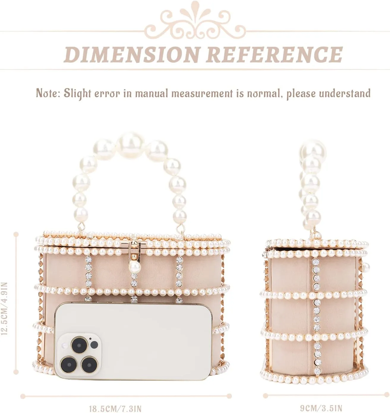 Lanpet Women Evening Handbag Clutch Purses Metal Crystal Bucket Bag for Wedding Prom Birthday Party