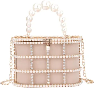 Lanpet Women Evening Handbag Clutch Purses Metal Crystal Bucket Bag for Wedding Prom Birthday Party