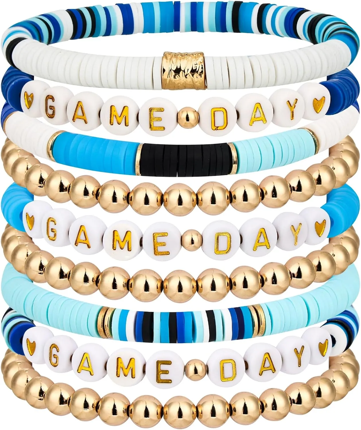 Lantintop Game Day Bracelets Stackable Rainbow Vinyl Disc Clay Beaded Stretch Bracelets Surfer Heishi Bracelets for Women Elastic Layering Friendship Bracelets Boho Summer Beach Jewelry
