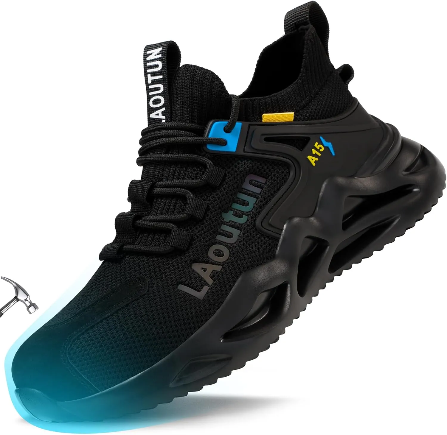 LAoutun Steel Toe Shoes for Men and Women Comfortable Lightweight Work Safety Shoes Puncture Proof Slip Resistant Indestructible Sneakers Construction Work Utility Sneakers