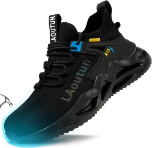 LAoutun Steel Toe Shoes for Men and Women Comfortable Lightweight Work Safety Shoes Puncture Proof Slip Resistant Indestructible Sneakers Construction Work Utility Sneakers
