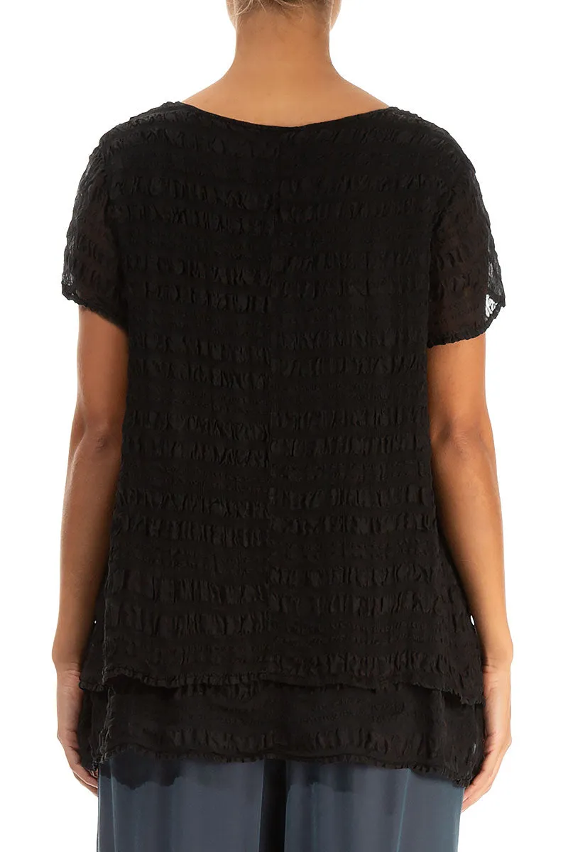 Layered Black Light Silk Blouse