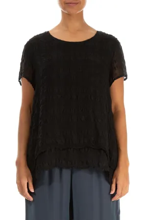 Layered Black Light Silk Blouse