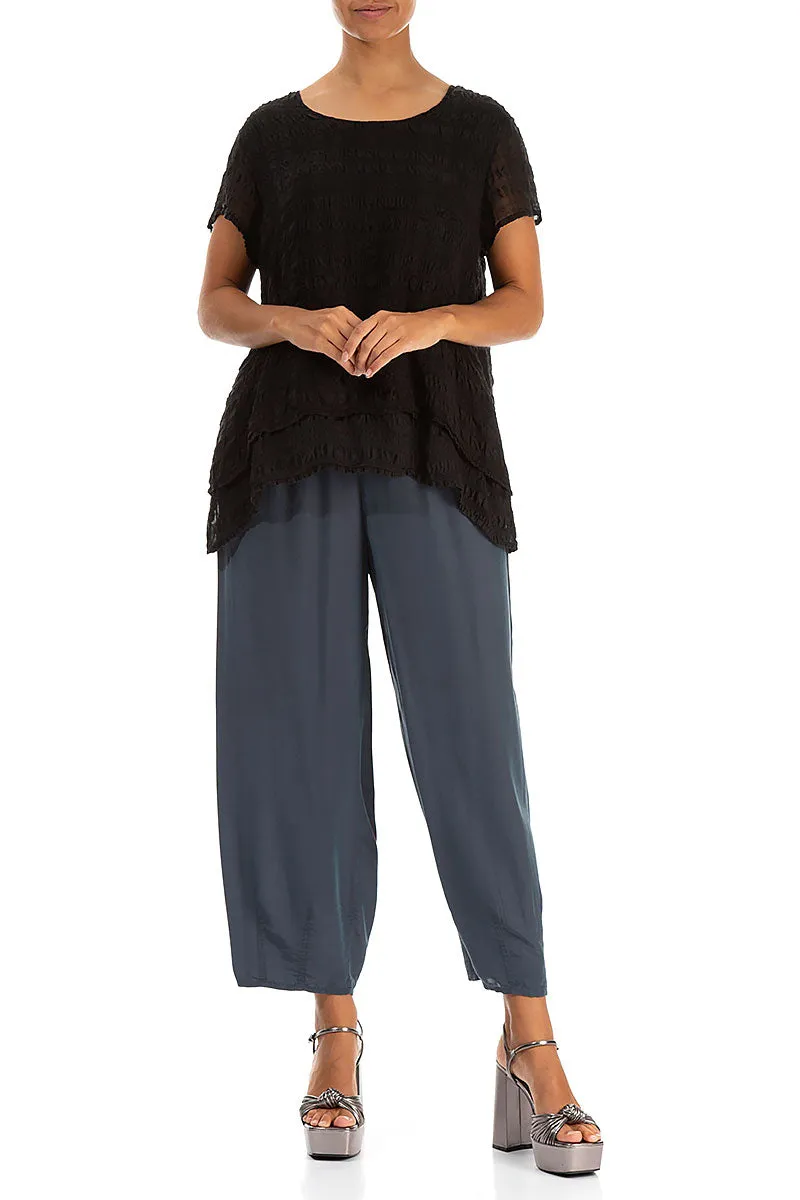 Layered Black Light Silk Blouse