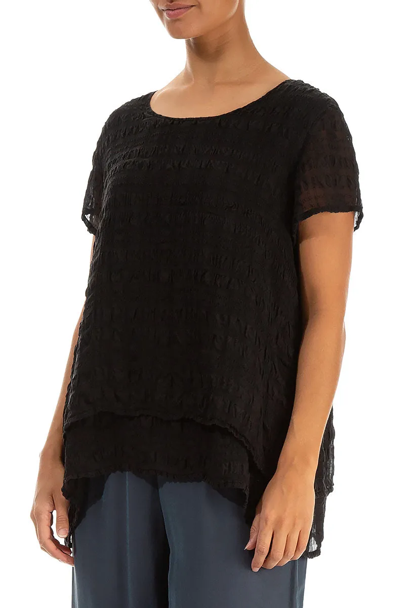 Layered Black Light Silk Blouse