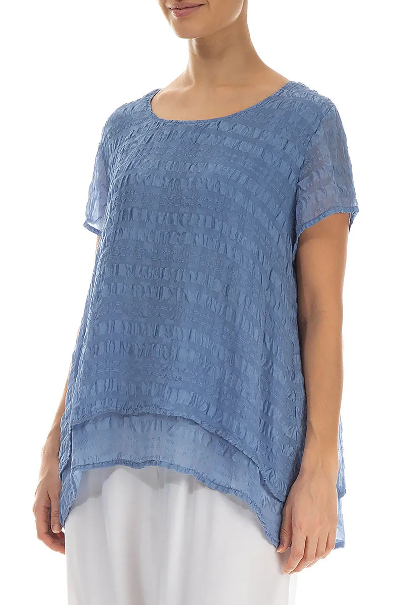 Layered Blue Nova Light Silk Blouse