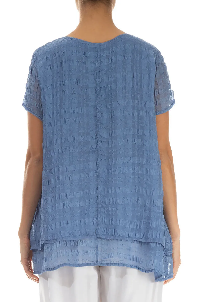 Layered Blue Nova Light Silk Blouse