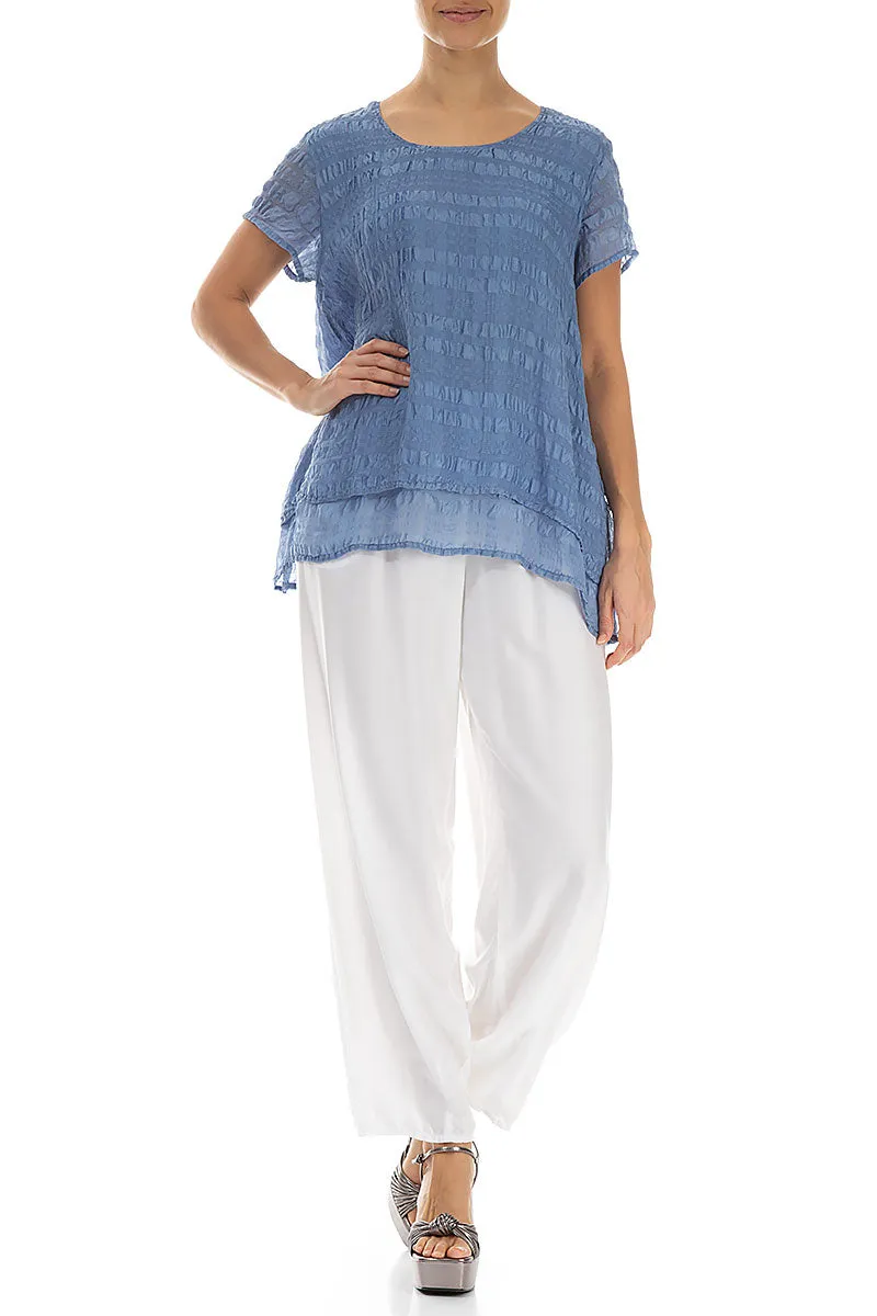 Layered Blue Nova Light Silk Blouse