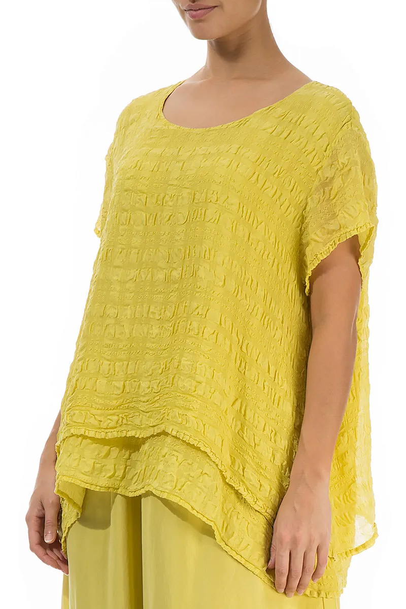 Layered Cyber Lime Light Silk Blouse