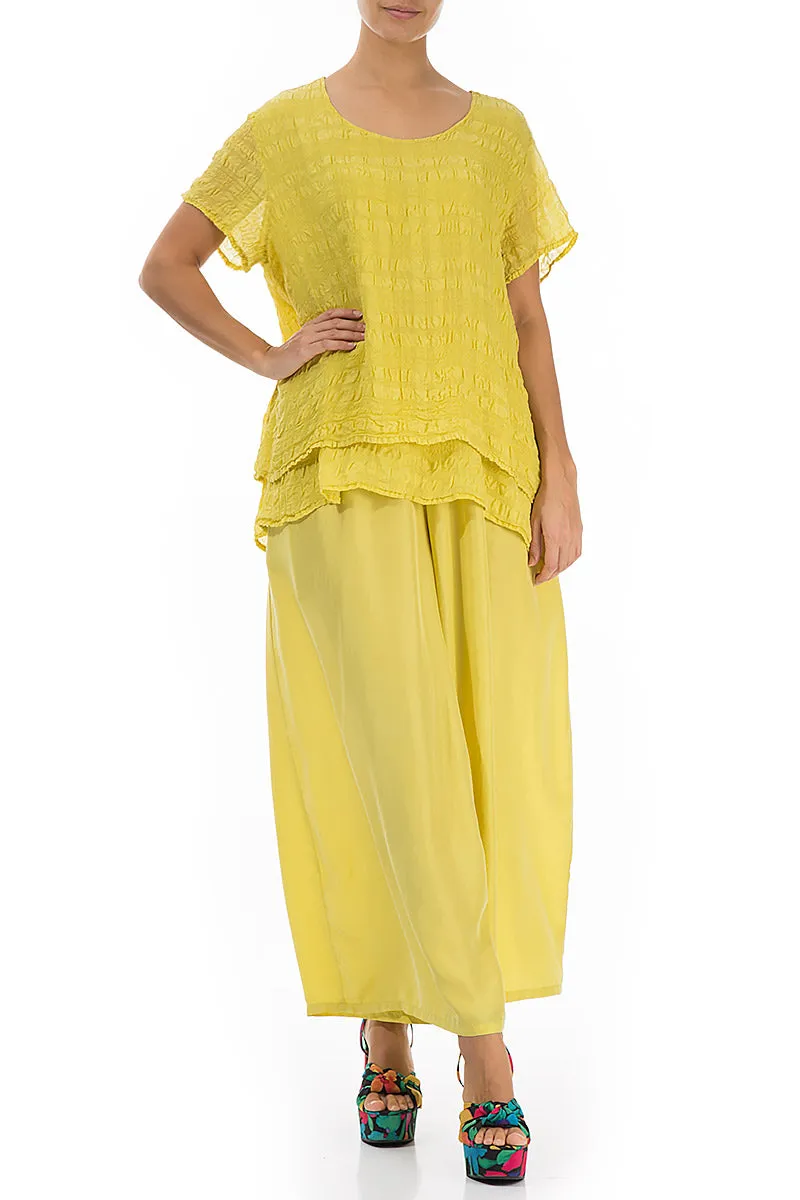 Layered Cyber Lime Light Silk Blouse