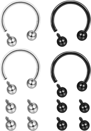 Lcolyoli 16g Septum Rings Internally Threaded Surgical Steel Septum Jewelry Lip Rings Hoop Labret Jewelry Horseshoe Earrings Daith Piercing Jewelry for Women Men