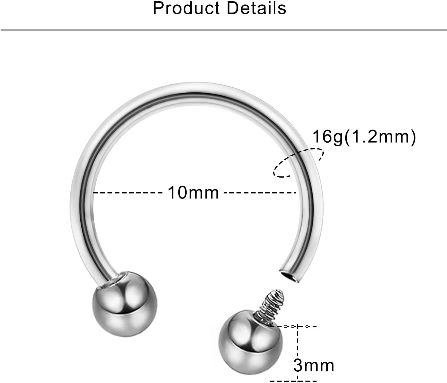 Lcolyoli 16g Septum Rings Internally Threaded Surgical Steel Septum Jewelry Lip Rings Hoop Labret Jewelry Horseshoe Earrings Daith Piercing Jewelry for Women Men