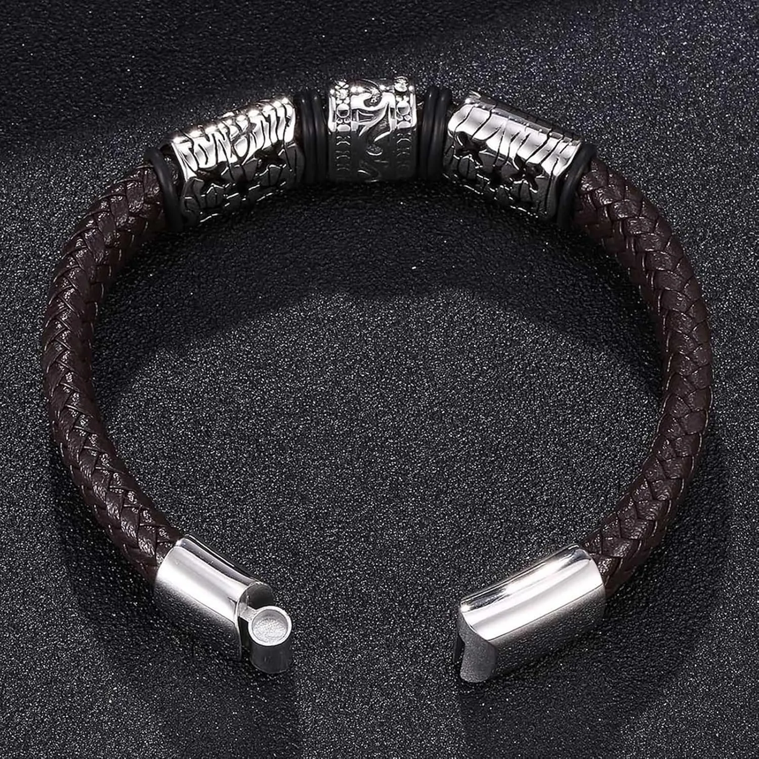Leather Bracelets for Men, Cool Friendship Bracelets Ethnic Style Braided Leather Cord Bracelet Charm Bracelets for Men