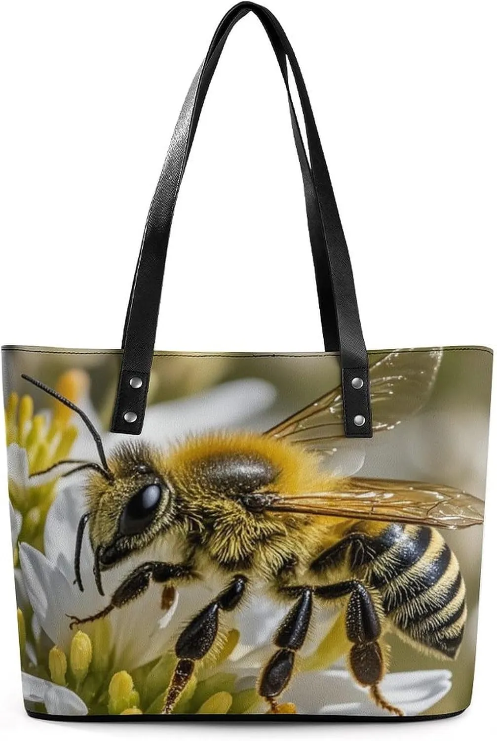 Leather Tote Bag Crossbody Bags for Women Fashion Top Handle Handbag Honey Bee Ladies Shoulder Bags Casual Beach Bag Gym Bages Ladies Purses for Shopping Work Travel