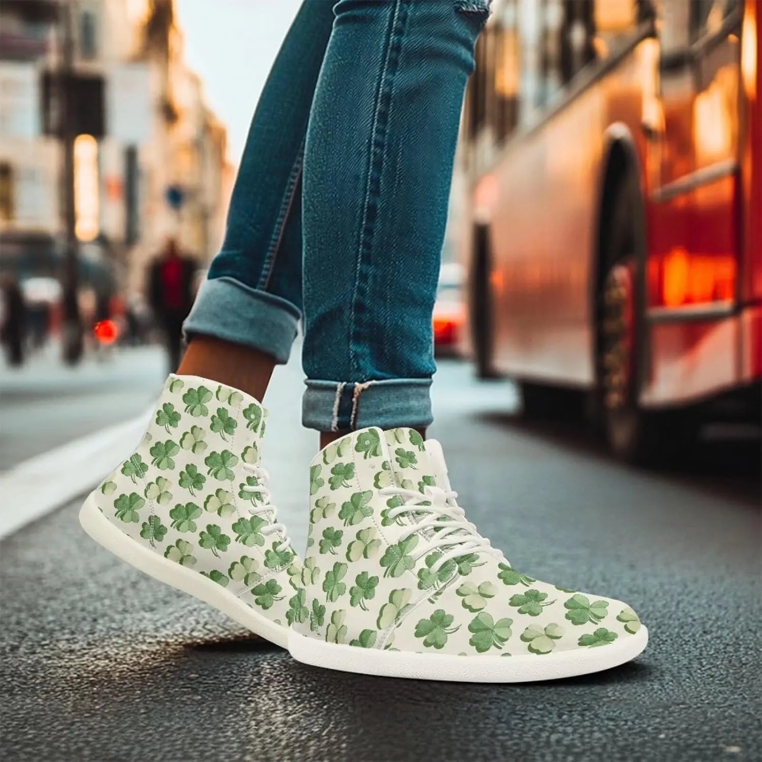 Lightweight Barefoot Shoe for Womens Fashion High Top Walking Sneakers Breathable Cute Travel Shoes for Athletic US 6-13.5 White Sole