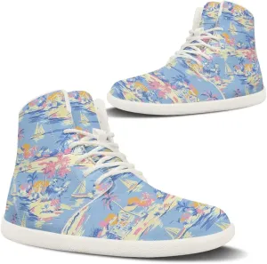Lightweight Barefoot Shoe for Womens Fashion High Top Walking Sneakers Breathable Cute Travel Shoes for Athletic US 6-13.5 White Sole